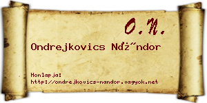 Ondrejkovics Nándor névjegykártya